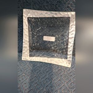 8.3"x8.3" Tamara M. Childs Guilded by Hand in Silver Metal Leaf Square Art Glass
